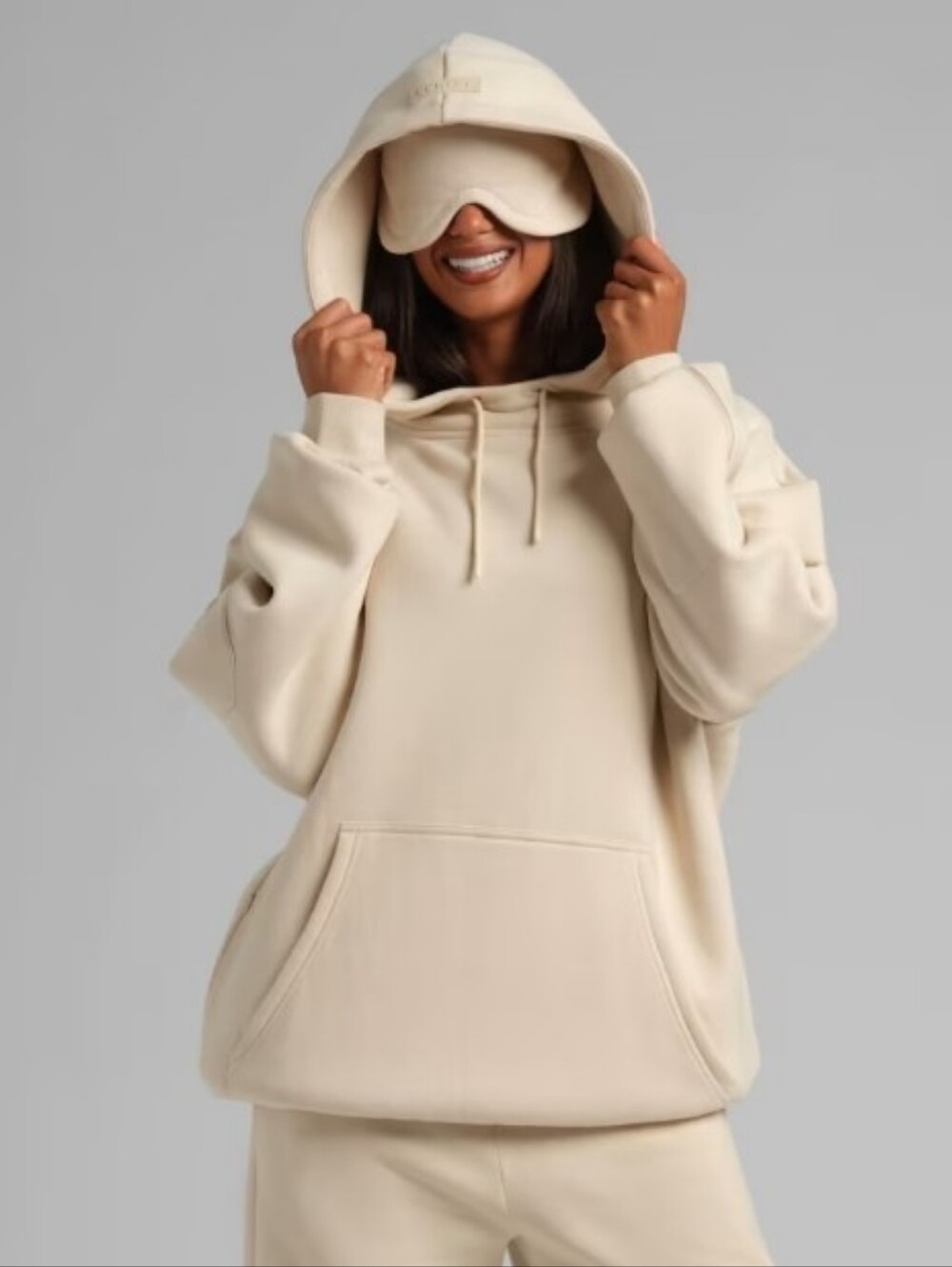 Comfrt Airplane Mode Travel Hoodie Pullover Pockets Bone Unisex XS